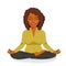 Beautiful african american businesswoman relaxing happy in yoga lotus pose