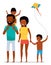 Beautiful african american family isolated on white background. Summer vacation. Flat cartoon illustration.