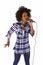 Beautiful african american woman karaoke singer
