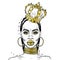 Beautiful African girl in the crown. Black woman. Vector illustration, fashion and style.