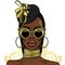 Beautiful African girl in glasses and hat. Black woman. Vector illustration, fashion and style.