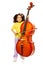 Beautiful African girl holds cello and fiddlestick