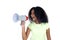 Beautiful african teenager girl with a megaphone