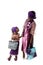 Beautiful African woman and lovely little girl in traditional purple clothing,isolated