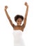 Beautiful afro american woman with hands up in the air.