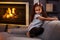 Beautiful afro little girl in the living room