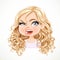 Beautiful aggressive cartoon blond girl with magnificent curly hair portrait