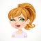 Beautiful aggressive cartoon fair-haired girl with hair gathered in ponytail portrait