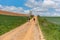 Beautiful agricultural landscape on the Way of St. James, Camino de Santiago between Ciruena and Santo Domingo de la Calzada in La