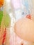 Beautiful airy tulle and parts of colorful balloons pink, blue.and green