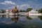 The beautiful Aisawan Dhiphya Asana pavilion and the Royal Palace of Bang Pa In, Thailand, with reflection on the water