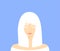 Beautiful albino woman with closed eyes on a soft blue background