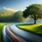 Beautiful alley through the lush green forest