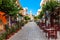 Beautiful alley in the traditional seaside village of Paleochora