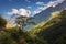 Beautiful alone tree against amazing Himalayan mountains