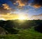 Beautiful alpine landscape with views of the Davos at sunset.