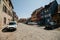 Beautiful Alsatian village of Bergehim with cars parking