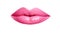 Beautiful amazing lovely pink lipstick lips on white background