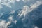 Beautiful amazing mountains cloudy landscape view at Mardi Himal trek in Himalayas