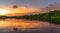 beautiful amazon river with mist in a sunrise