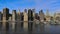 Beautiful America of aerial view on New York City Manhattan skyline panorama with skyscrapers over Hudson River