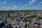 Beautiful ancient Lviv city street landscape view from the top