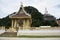 Beautiful ancient ordination hall or antique old ubosot for thai people travelers travel visit respect praying blessing wish holy