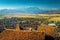 Beautiful ancient Rasnov city view from the castle, Transylvania, Romania