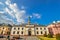 Beautiful ancient Town Hall of Zamosc and bright blue sky. Town Zamosc is UNESCO World Heritage List site.