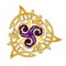 Beautiful ancient triskelion vintage with Celtic knot pattern. Triple trickle Celtic spiral ornament. Old Irish symbol. Ethnic