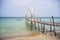 Beautiful and ancient wooden bridge at Lung dam Bay ,Samed island ,Thailand