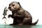 Beautiful animal style art pieces Powerful Otter Portrait