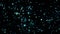 Beautiful animation of multi-colored flying flickering particles scattered on a black background