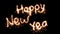 Beautiful Animation of Sparklers Text Appearing on Black. Happy New Year Theme. HD 1080