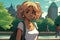 Beautiful anime manga girl in New York City Central Park illustration generative ai