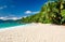 Beautiful Anse Soleil beach with palm tree at Seychelles