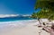 Beautiful Anse Soleil beach with palm tree at Seychelles