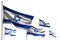 Beautiful any celebration flag 3d illustration - five flags of Israel are wave isolated on white