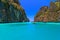 Beautiful Ao Pi Leh is snorkeling point famous tour lagoon in Phi Phi Islands Krabi Thailand