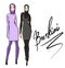 Beautiful arab girls in burkini. Hand drawn illustration of young islamic woman.