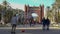 Beautiful arc in Bracelona of Spain. Many tourist walking in front of the arch. Arc de Triumfo. 27. 11. 2018 Spain
