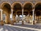 Beautiful arcades on the central square of Seville Plaza de Espana, Andalucia, Spain