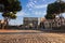 Beautiful Arch of Constantine and Colosseum summer view in Rome