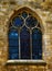 Beautiful arched window with glass painting