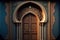 A beautiful architectural design of the entrance door to the mosque. Decorative door