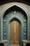 A beautiful architectural design of the entrance door to the mosque. Decorative door