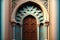 A beautiful architectural design of the entrance door to the mosque. Decorative door