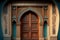 A beautiful architectural design of the entrance door to the mosque. Decorative door
