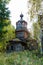 Beautiful architecture of the abandoned ruins of the Orthodox Church of the Ascension in the forests of the Kostroma