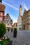 beautiful architecture of romantic Rothenburg ob der Tauber with colorful medival houses in Bavaria Germany with flowers